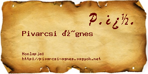 Pivarcsi Ágnes névjegykártya